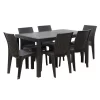 JUEGO DE COMEDOR PLASTICO 6 SILLAS RATAN CON BRAZO