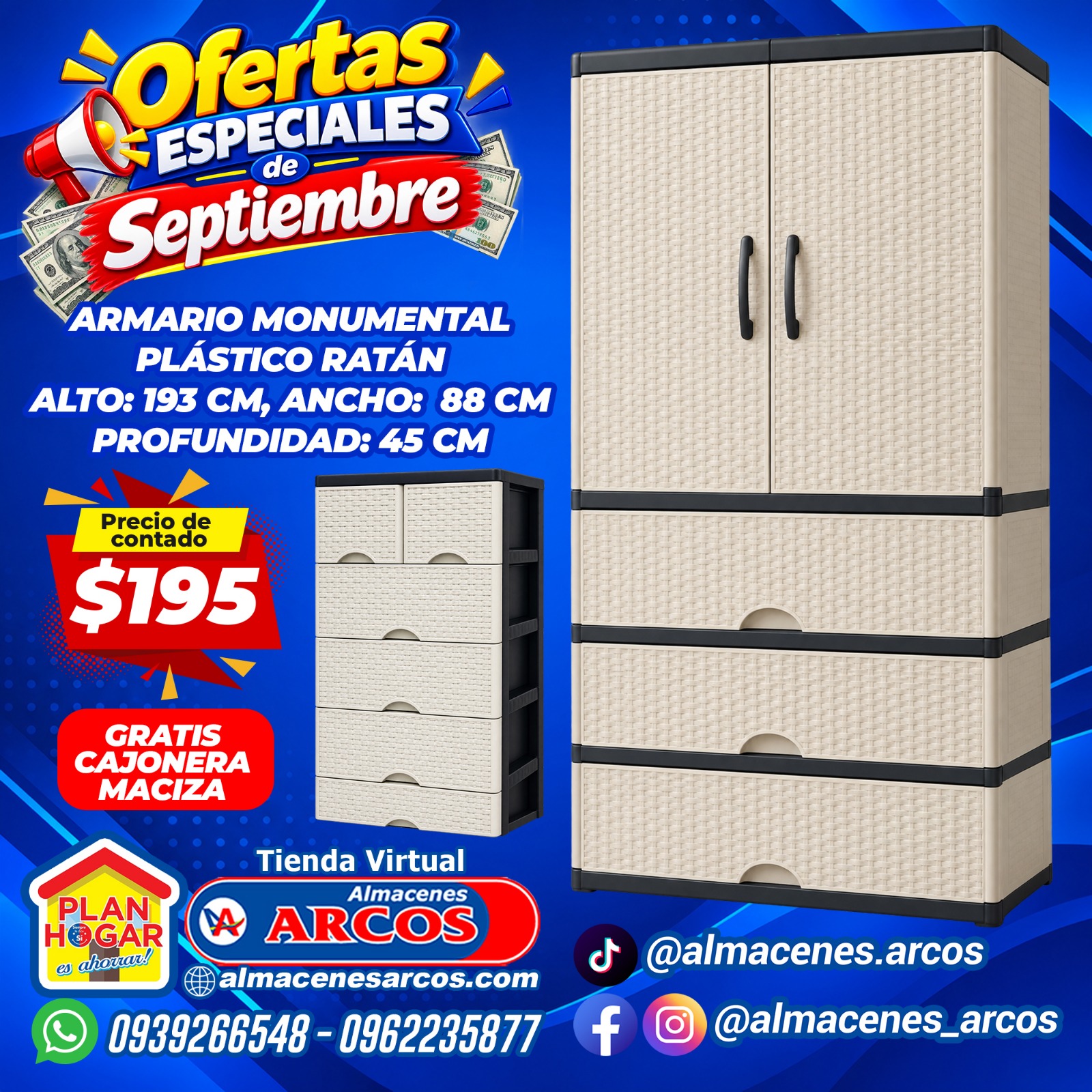 Ropero Armario Cajonera Monumental Ratan 193X88X45