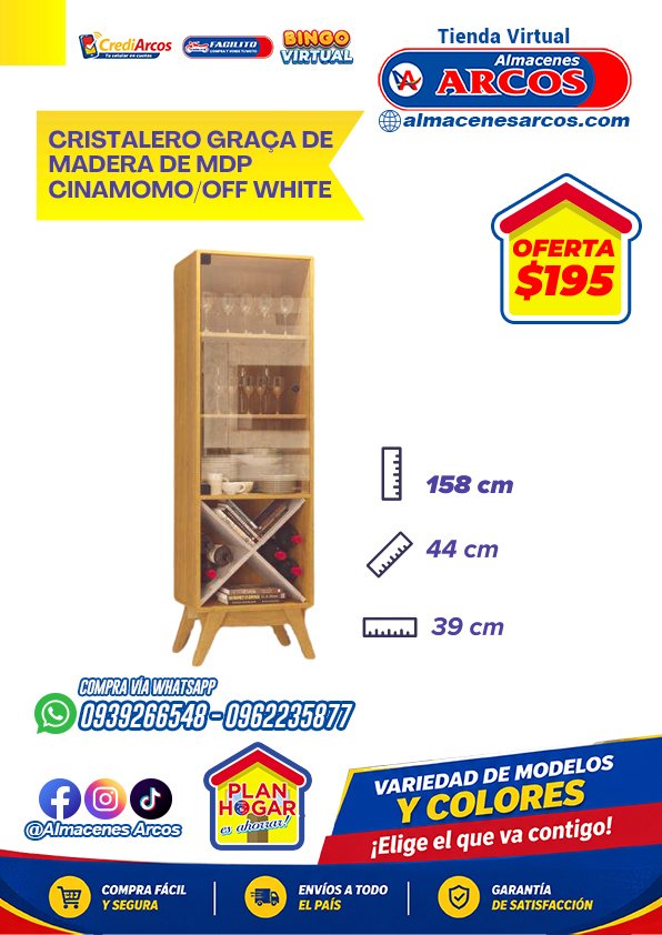 CRISTALERO GRAÇA DE MADERA DE MDP CINAMOMO/OFF WHITE