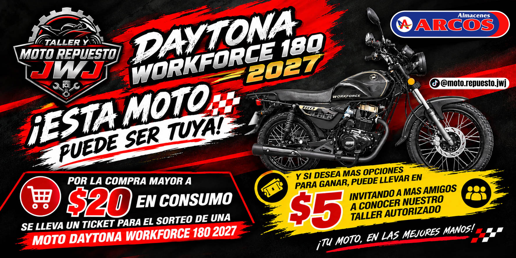 Rifa de Moto DAYTONA WORK FORCE 180 2027
